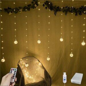 Wishing Ball Curtain Lights 200 LED Window Curtain String Lights with Remote